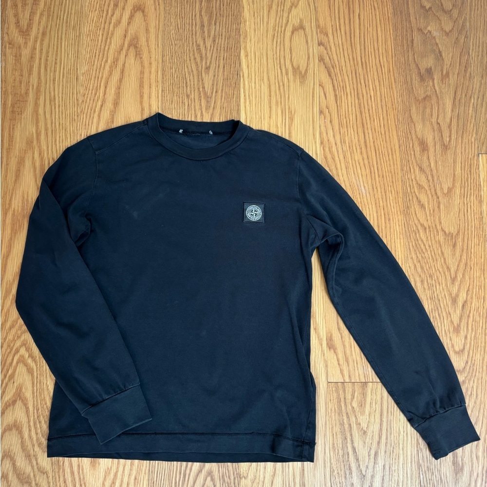 Kids Stone Island Black Long Sleeve Crewneck Shirt